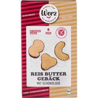 Werz Reis Butter Gebäck mit Schokolade Vollkorn glutenfrei - Bio - 125g x 6  - 6er Pack VPE