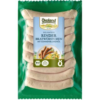 Ökoland Delikatess Rinder-Bratwürstchen mit Sonnenblumenöl - Bio - 180g x 6  - 6er Pack VPE