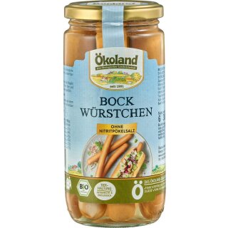 Ökoland Bockwürstchen in zarter Eigenhaut in Delikatess-Qualität - Bio - 0,18kg x 12  - 12er Pack VPE