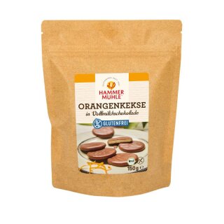 Hammermühle Orangenkekse in Vollmilchschokolade - Bio - 150g x 8  - 8er Pack VPE