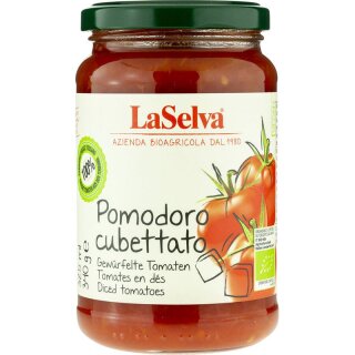 LaSelva Pomodoro cubettato Gewürfelte Tomaten - Bio - 340g x 6  - 6er Pack VPE