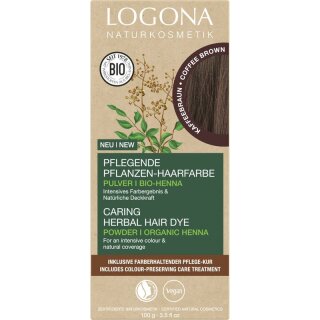 Logona Pflegende Pflanzen-Haarfarbe Pulver Kaffeebraun - 100g x 4  - 4er Pack VPE