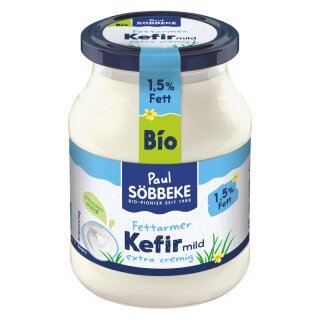 Söbbeke fettarmer Kefir mild 1,5% Fett - Bio - 500g x 6  - 6er Pack VPE