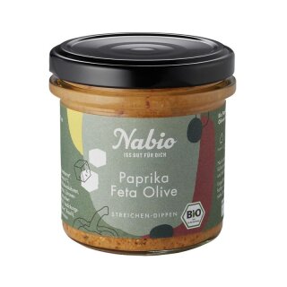 Nabio Mediterraner Aufstrich Paprika Feta Olive - Bio - 135g x 6  - 6er Pack VPE