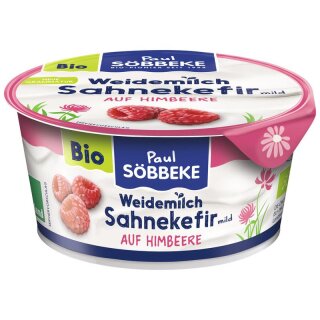 Söbbeke Weidemilch Sahnekefir mild auf Himbeere 10% Fett Becher - Bio - 150g x 6  - 6er Pack VPE