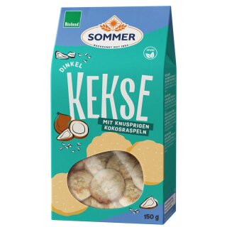 Sommer Dinkel Kekse mit knusprigen Kokosraspeln - Bio - 150g x 6  - 6er Pack VPE