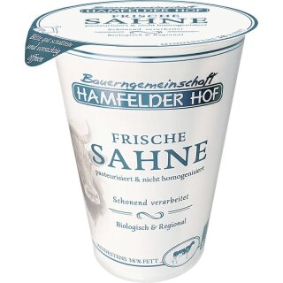 Hamfelder Hof Frische Sahne mind. 38% nicht homogenisiert - Bio - 200g x 6  - 6er Pack VPE