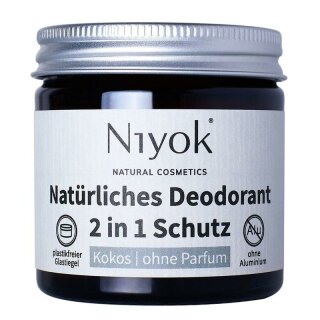 Niyok 2 in 1 Deodorant Creme Anti-Transpirant: Kokos ohne Parfum - 40ml